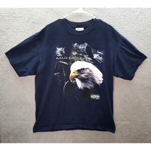 Vintage Bald Eagle Shirt Adult XL Blue Nature Eagle Grunge Skater Biker 90s Y2K